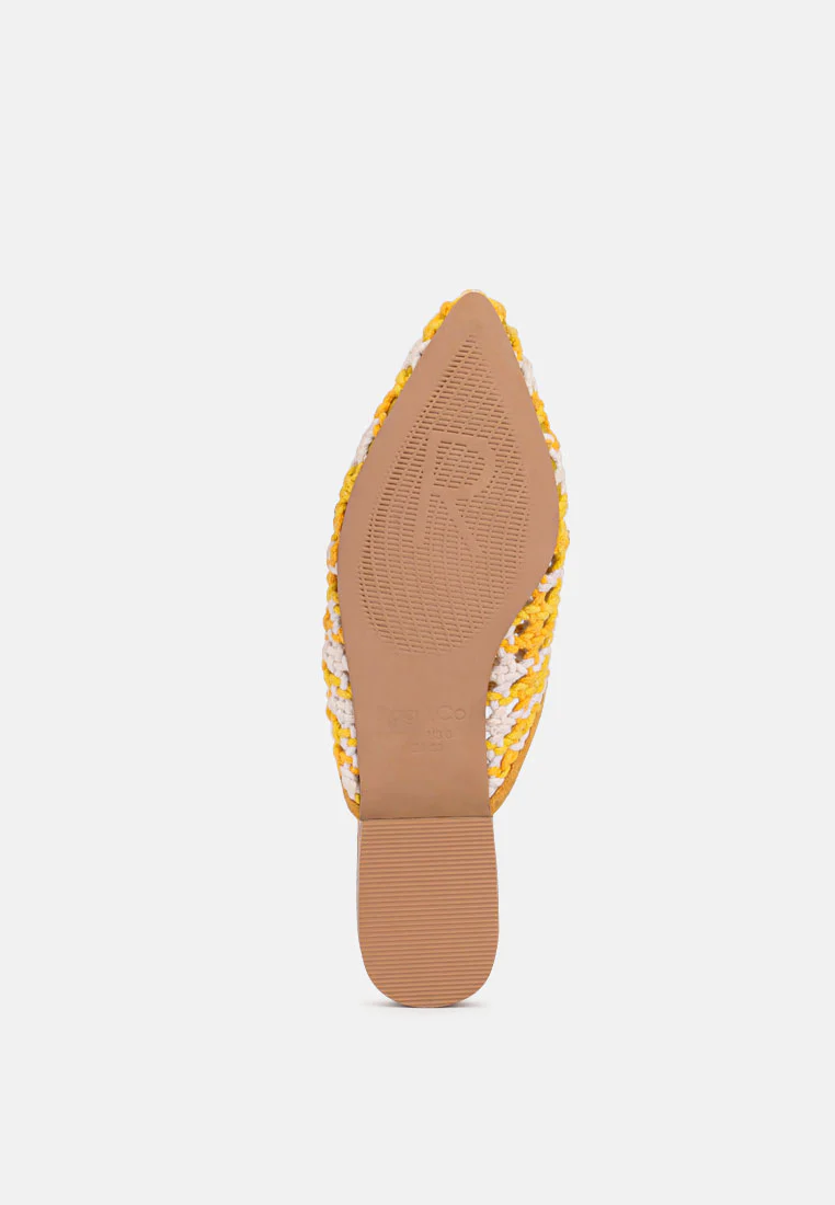 MARIANA Yellow Woven Flat Mules With Tassels - Image 7