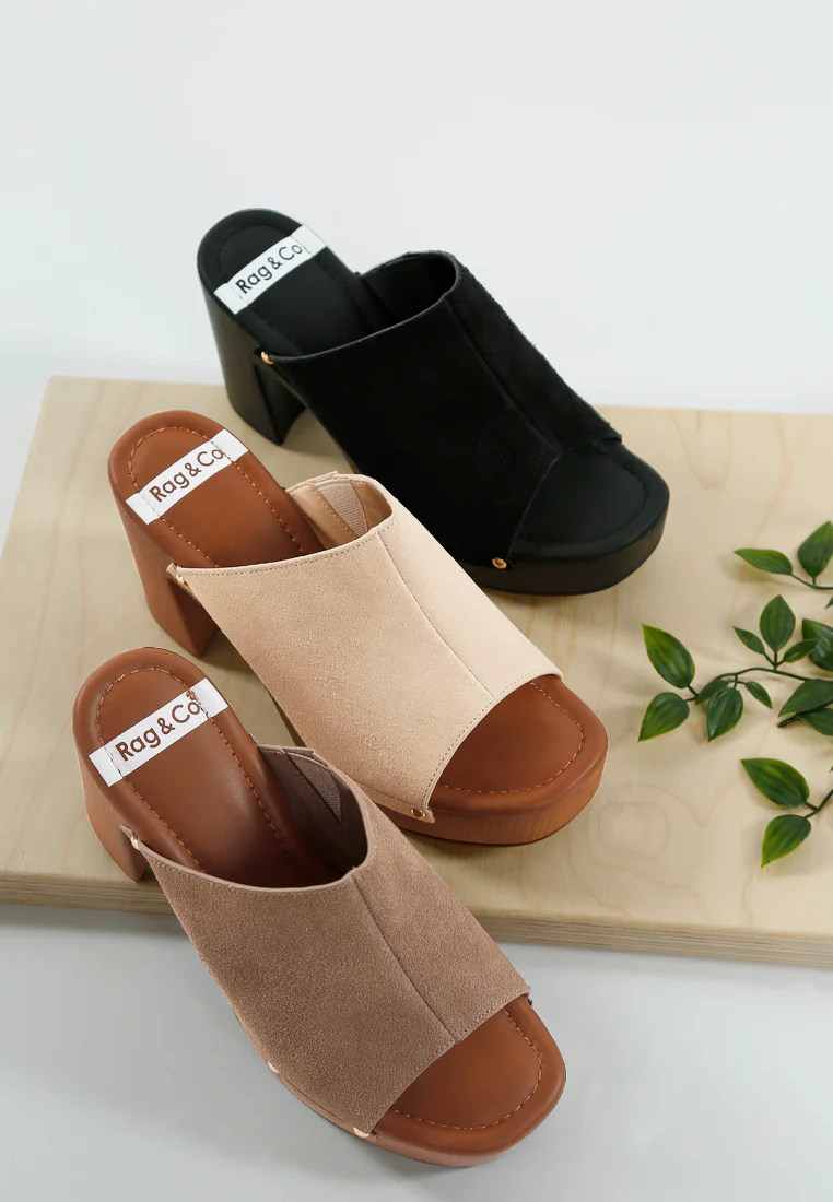 Masaki Soft Suede Leather Wooden Clogs - Image 10