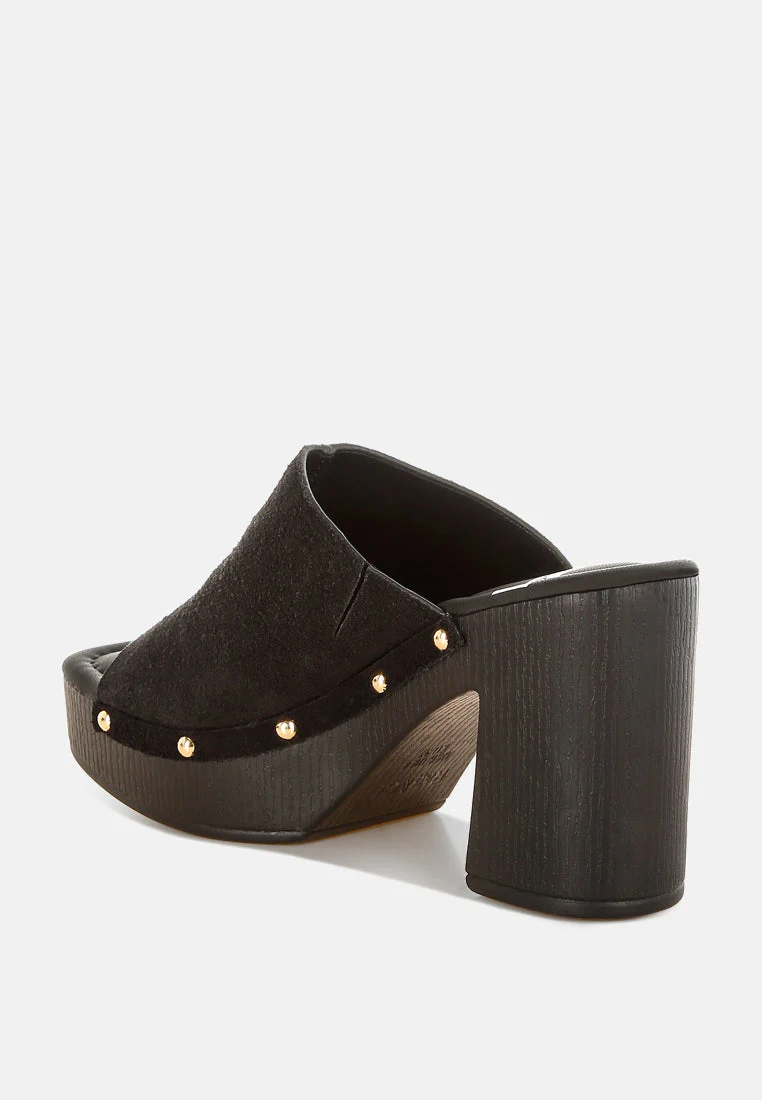 Masaki Soft Suede Leather Wooden Clogs - Image 18
