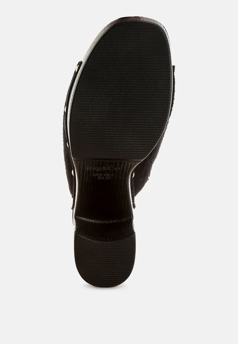 Masaki Soft Suede Leather Wooden Clogs - Image 20