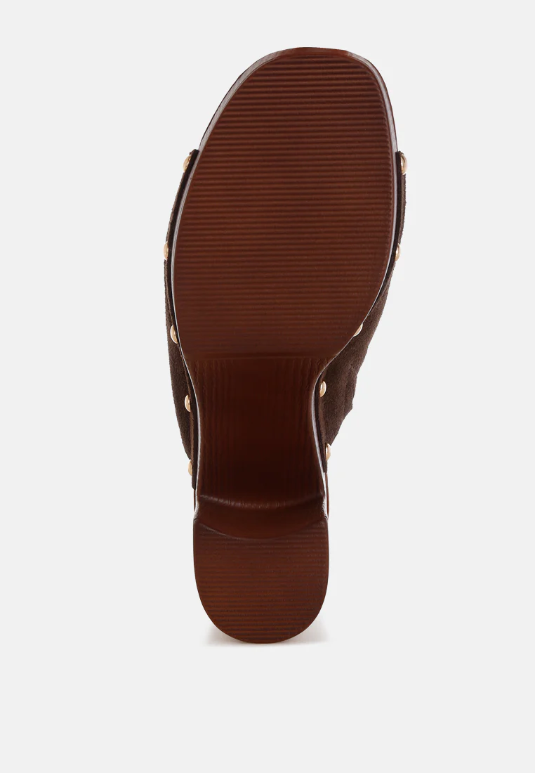 Masaki Soft Suede Leather Wooden Clogs - Image 25