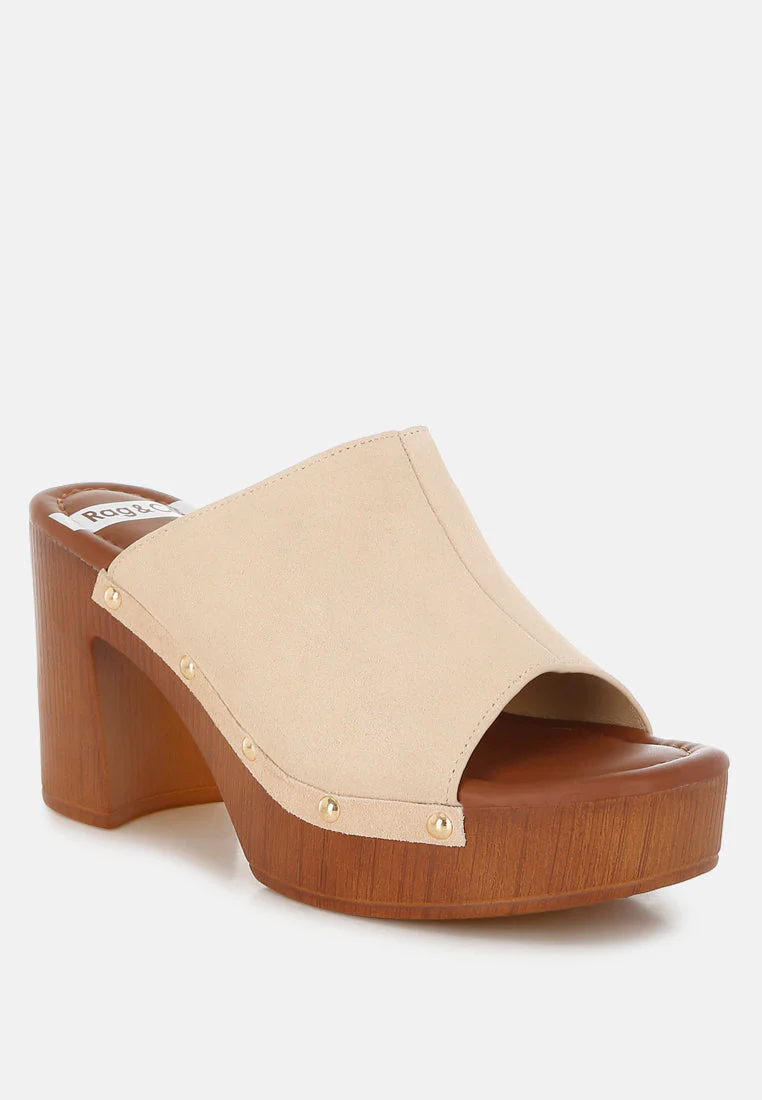 Masaki Soft Suede Leather Wooden Clogs - Image 4