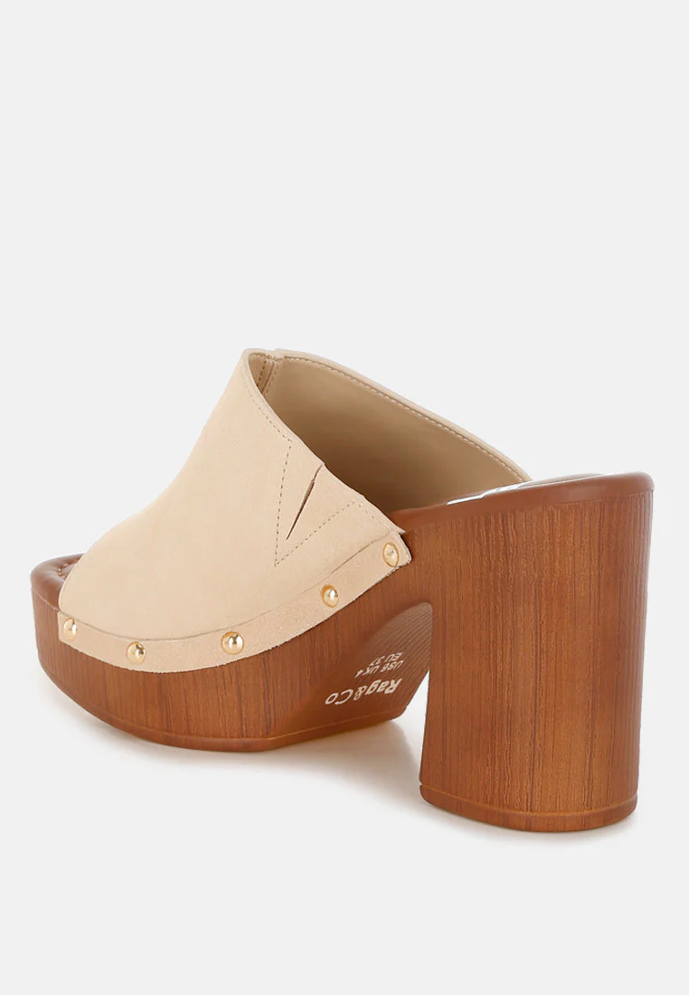 Masaki Soft Suede Leather Wooden Clogs - Image 5