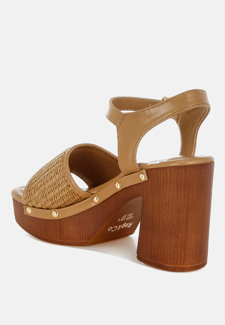 Mazaro Raffia Chunky Sandals - Image 4