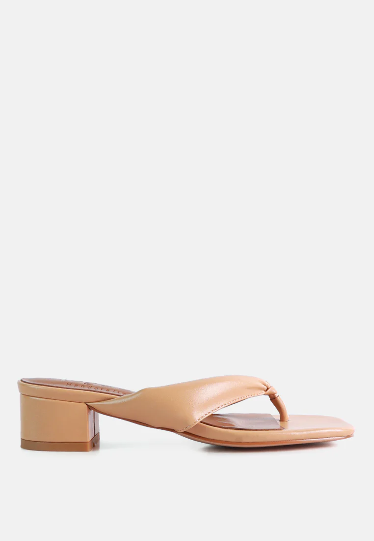 MEMESTAR Latte Low Heel Thong Sandals - Image 3