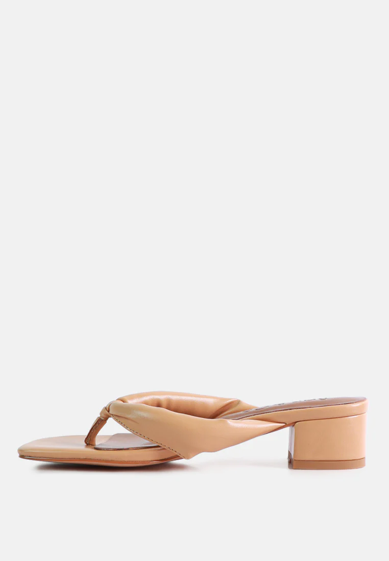 MEMESTAR Latte Low Heel Thong Sandals - Image 4