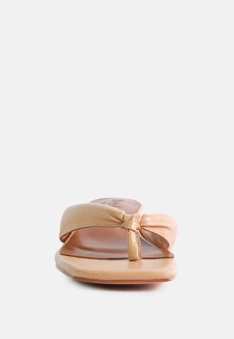 MEMESTAR Latte Low Heel Thong Sandals - Image 5