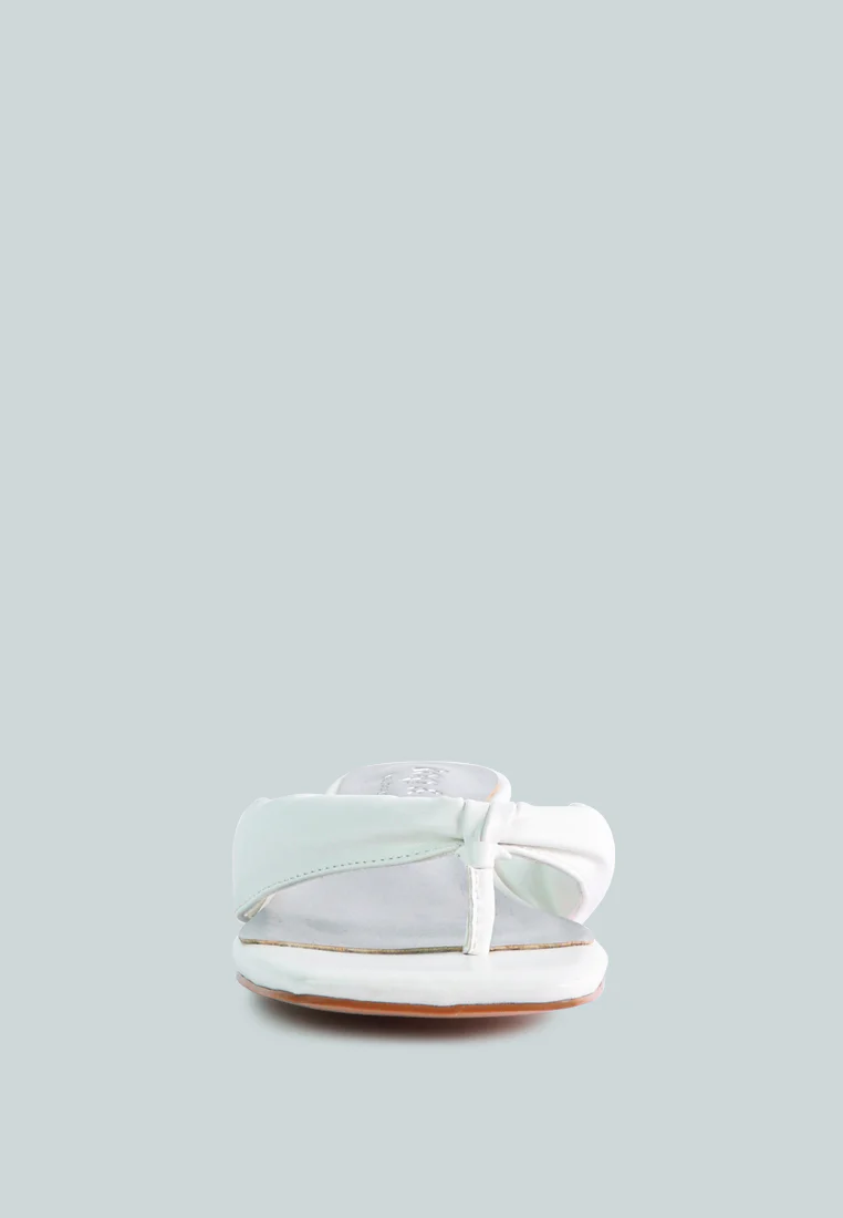 MEMESTAR  White Low Heel Thong Sandals - Image 4