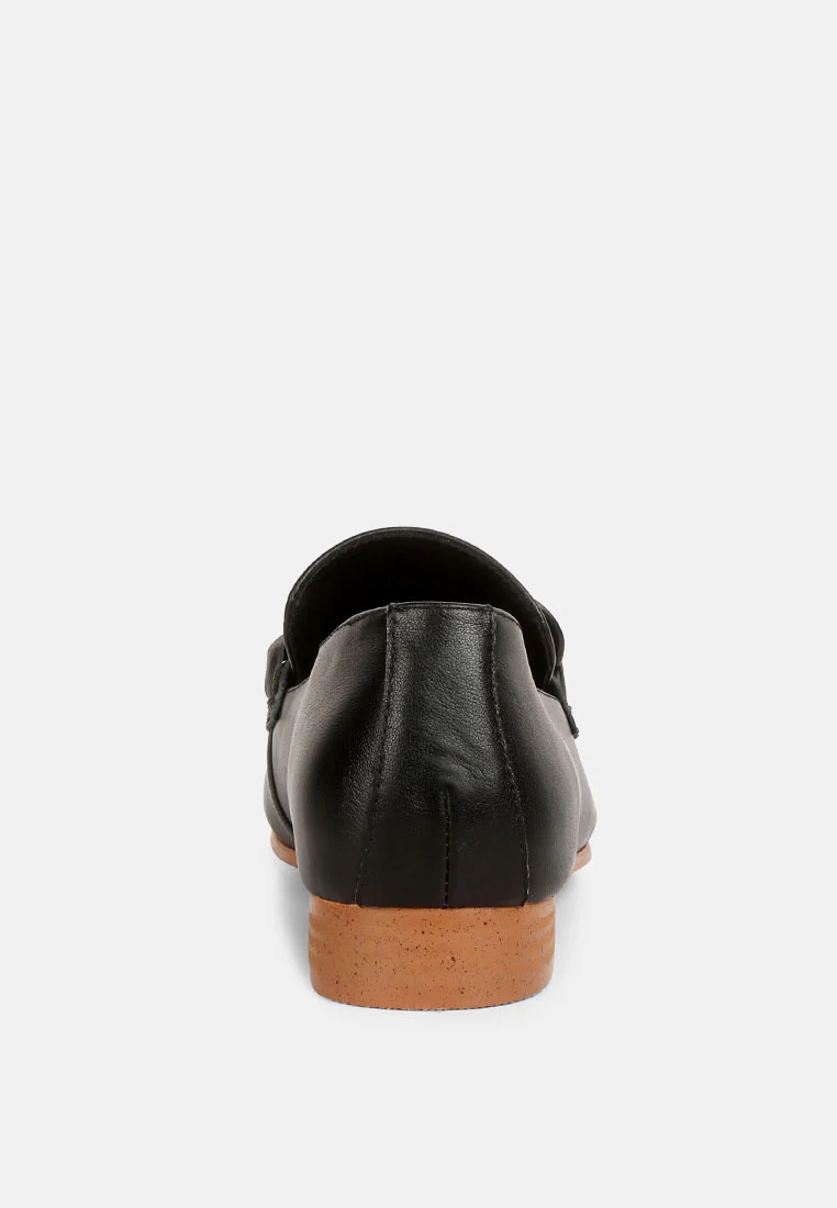 MERVA Chunky Chain Leather Loafers in black - Image 5