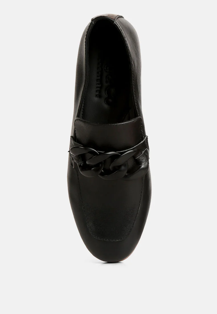 MERVA Chunky Chain Leather Loafers in black - Image 6