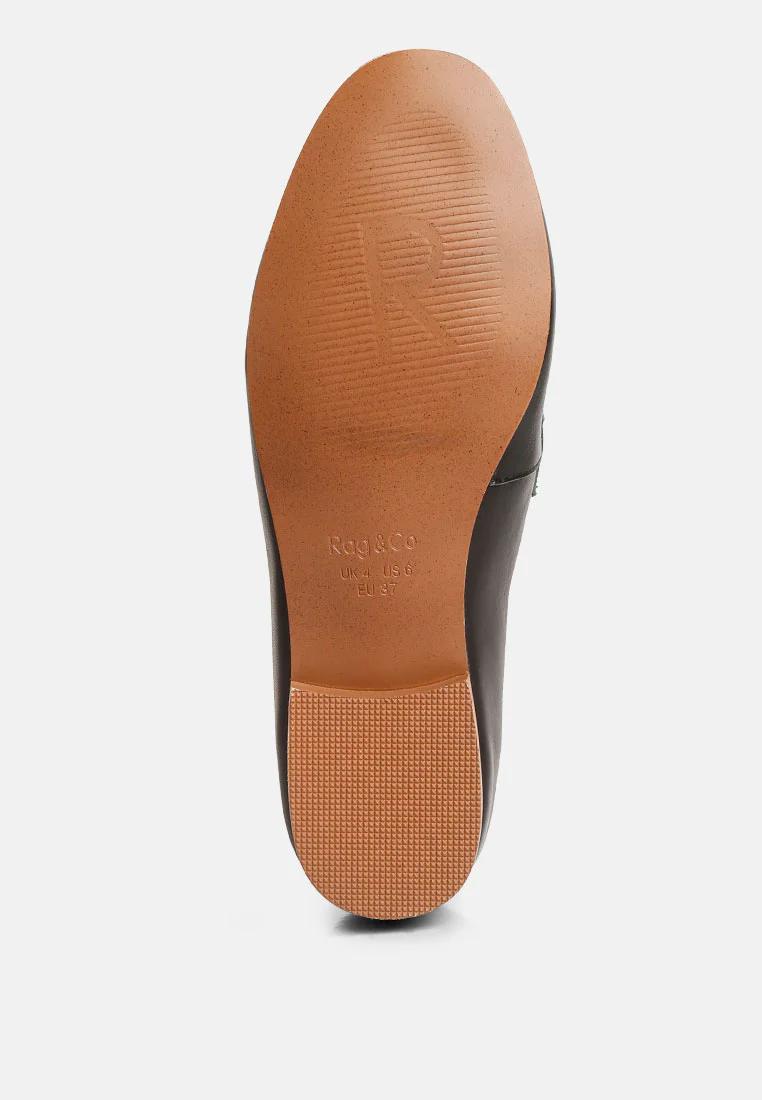 MERVA Chunky Chain Leather Loafers in black - Image 7