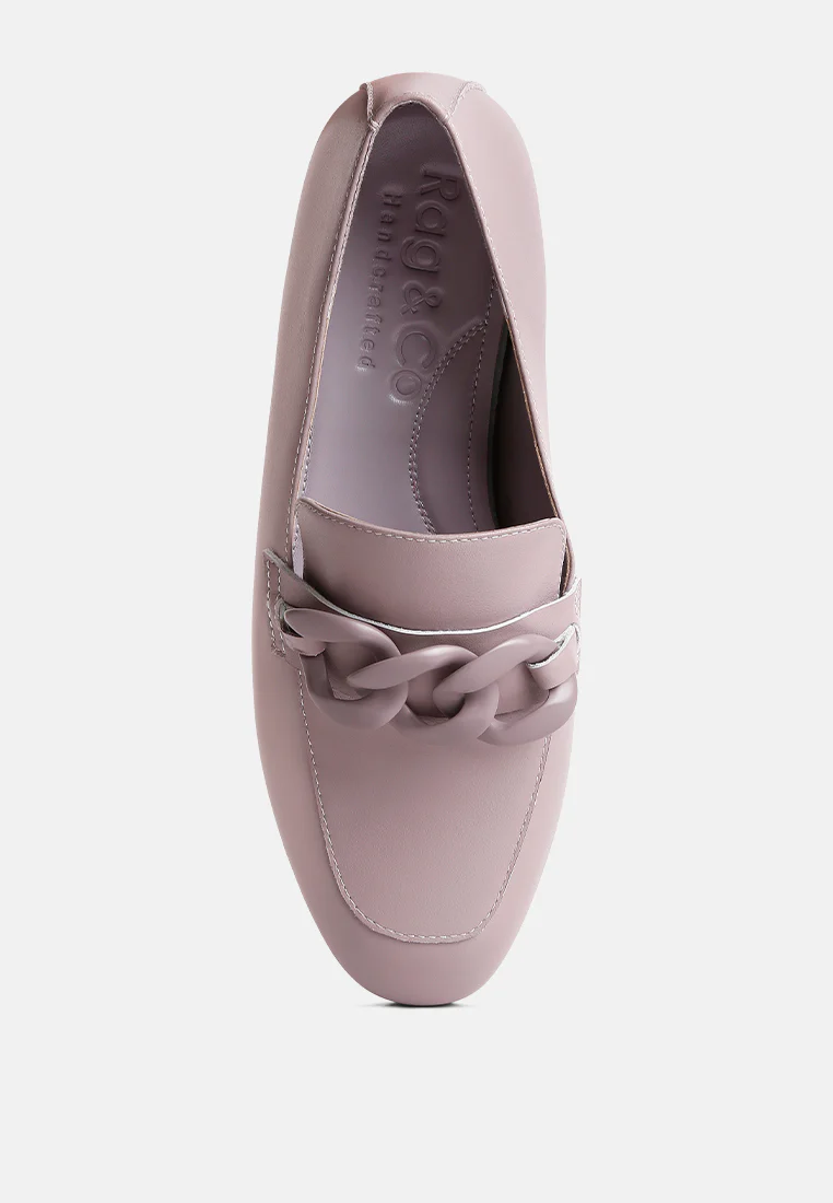 MERVA Chunky Chain Leather Loafers in lilac - Image 6