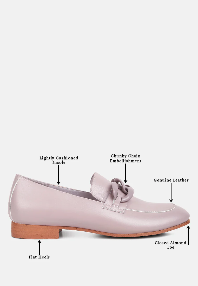 MERVA Chunky Chain Leather Loafers in lilac - Image 8