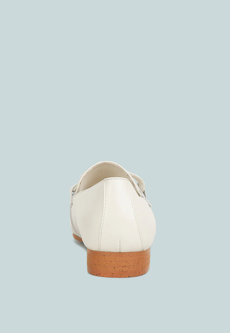 MERVA Chunky Chain Leather Loafers in off White - Image 5