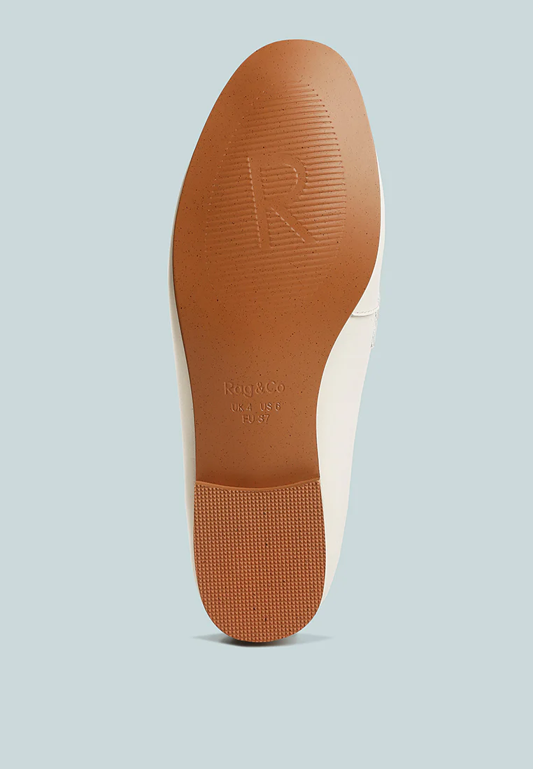 MERVA Chunky Chain Leather Loafers in off White - Image 7