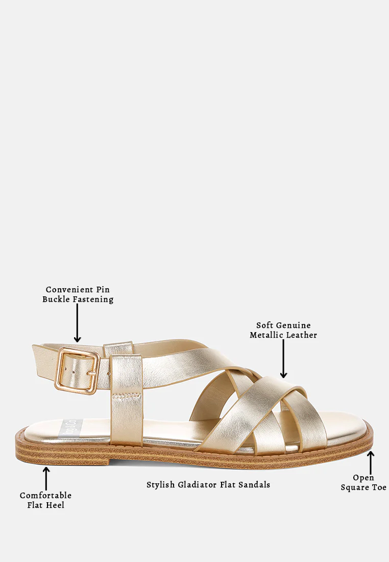 Doata Metallic Genuine Leather Buckled Flats - Image 12