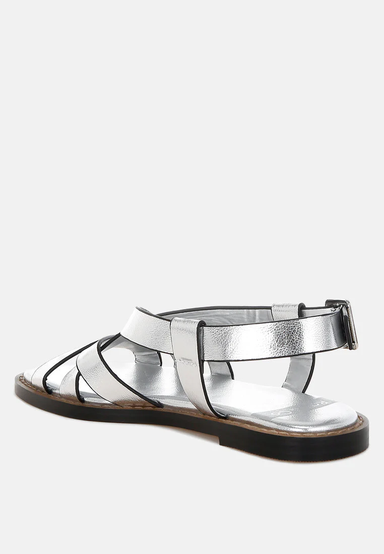 Doata Metallic Genuine Leather Buckled Flats - Image 3