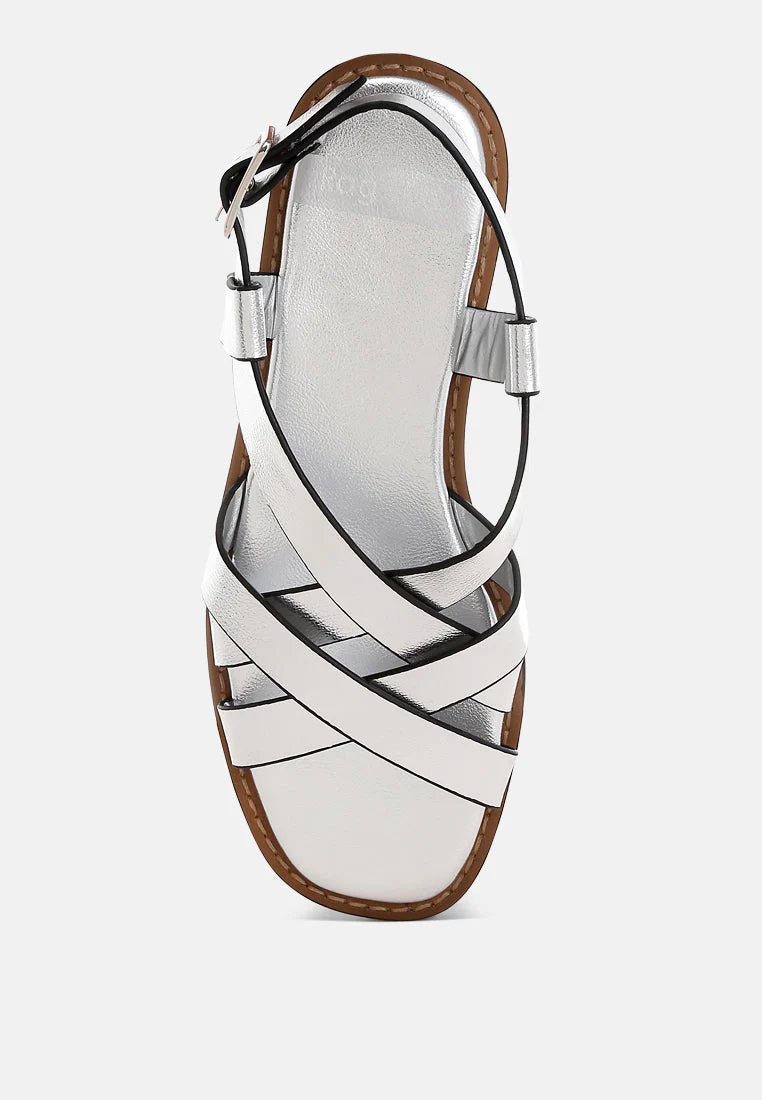 Doata Metallic Genuine Leather Buckled Flats - Image 4