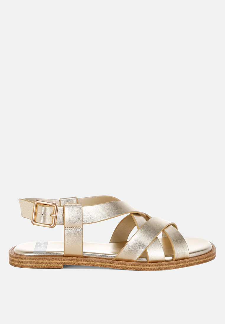 Doata Metallic Genuine Leather Buckled Flats - Image 6