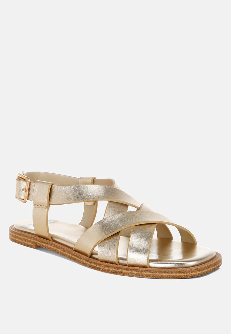 Doata Metallic Genuine Leather Buckled Flats - Image 8