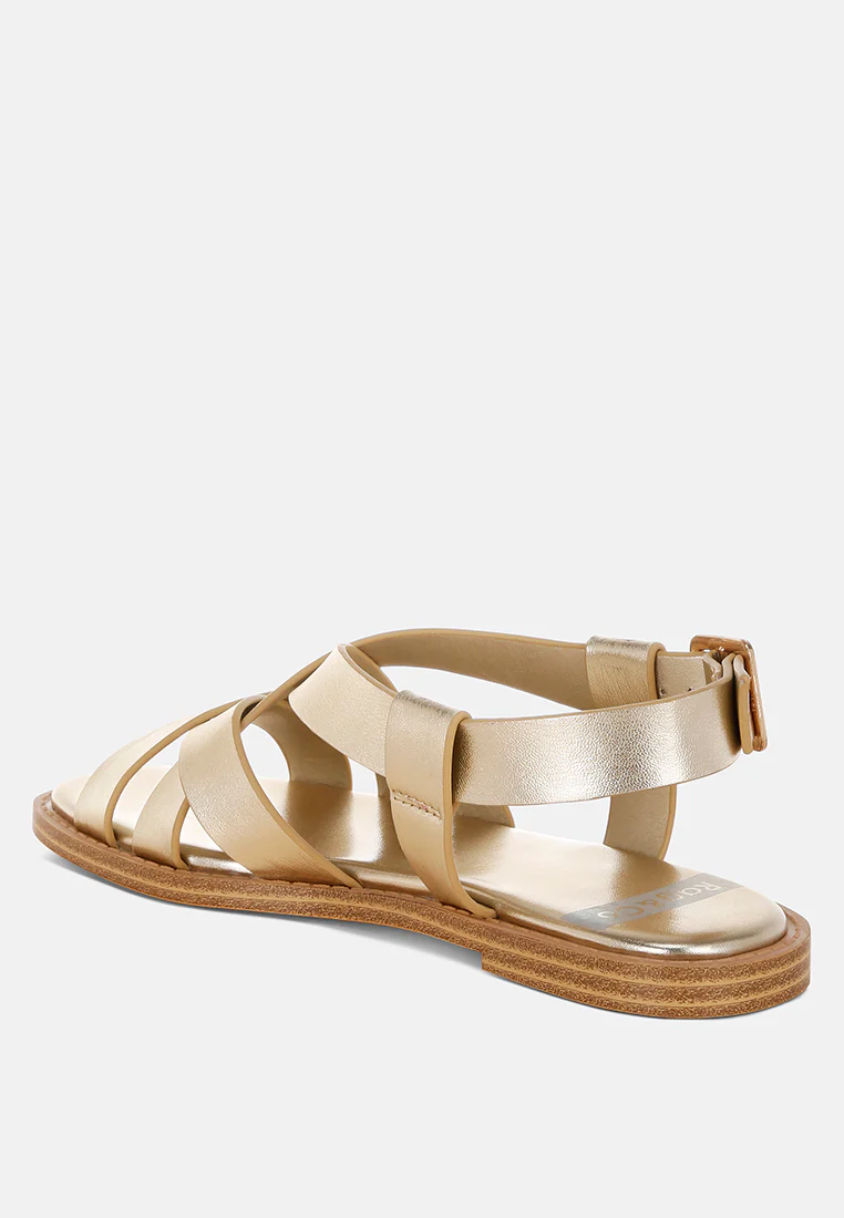 Doata Metallic Genuine Leather Buckled Flats - Image 9