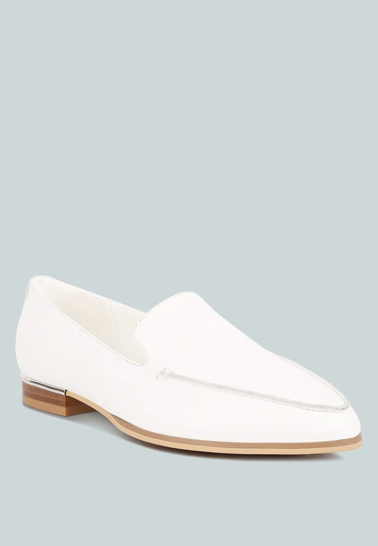 RICHELLI metallic sling detail loafers in White - Image 2