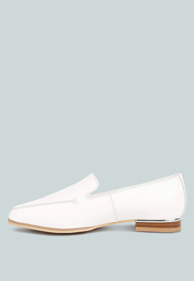 RICHELLI metallic sling detail loafers in White - Image 4