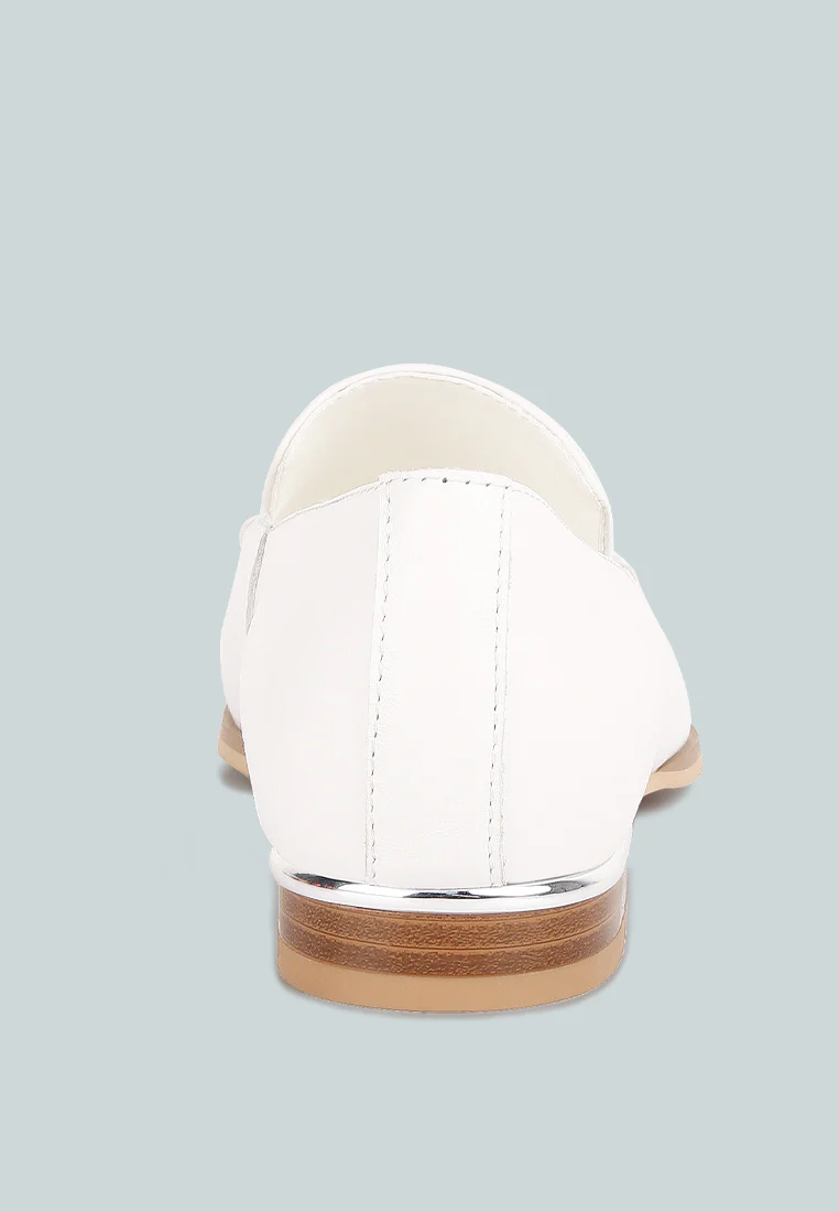 RICHELLI metallic sling detail loafers in White - Image 5