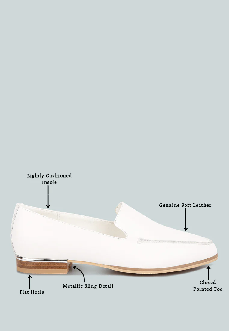 RICHELLI metallic sling detail loafers in White - Image 8