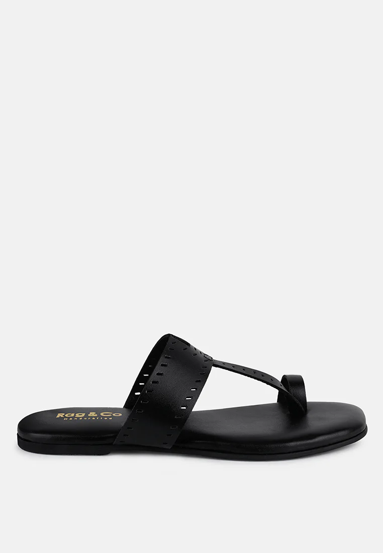 MILA Black Toe Ring Thong Slip Ons - Image 2