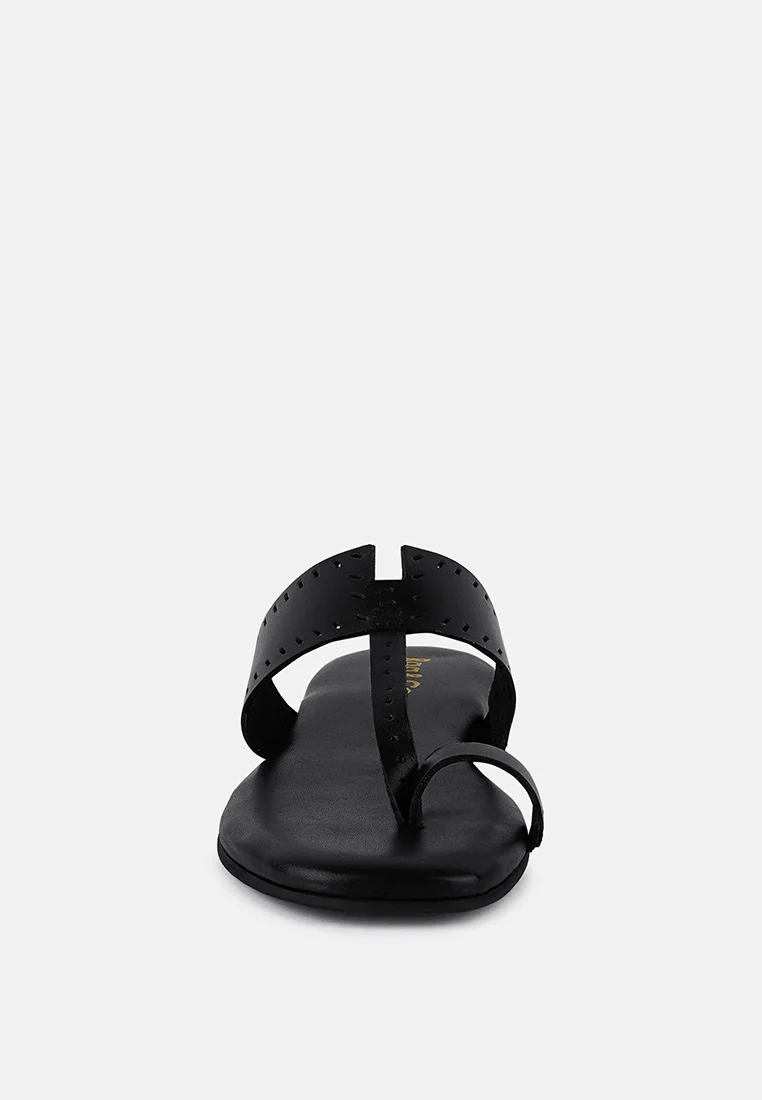MILA Black Toe Ring Thong Slip Ons - Image 3