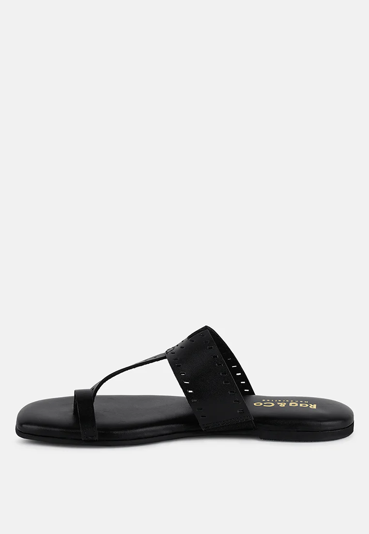 MILA Black Toe Ring Thong Slip Ons - Image 4