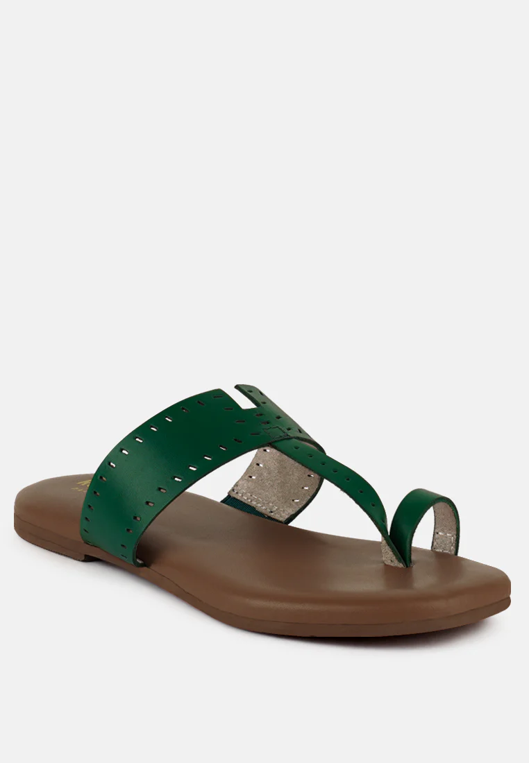 MILA Green Toe Ring Thong Slip Ons - Image 2