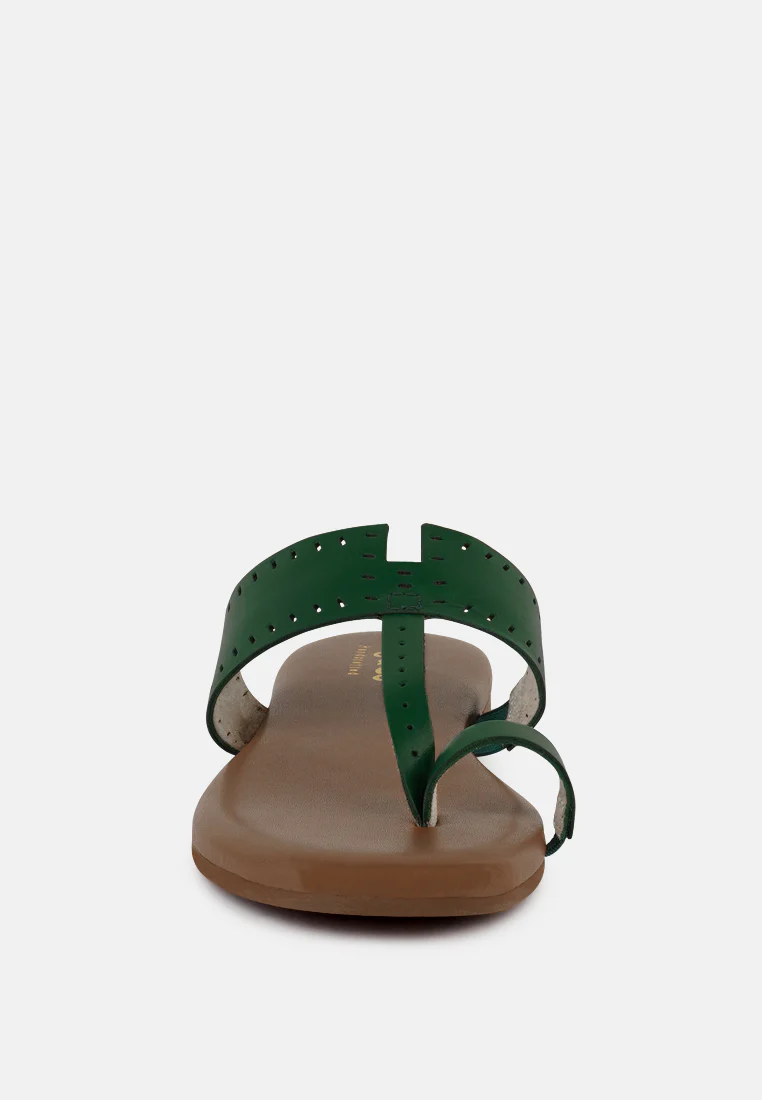 MILA Green Toe Ring Thong Slip Ons - Image 3