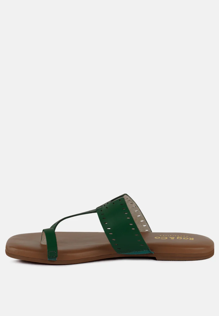 MILA Green Toe Ring Thong Slip Ons - Image 4