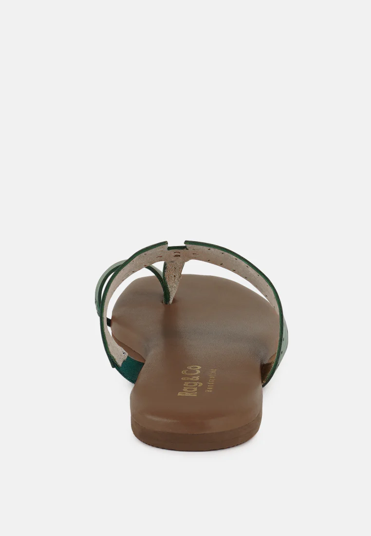 MILA Green Toe Ring Thong Slip Ons - Image 5