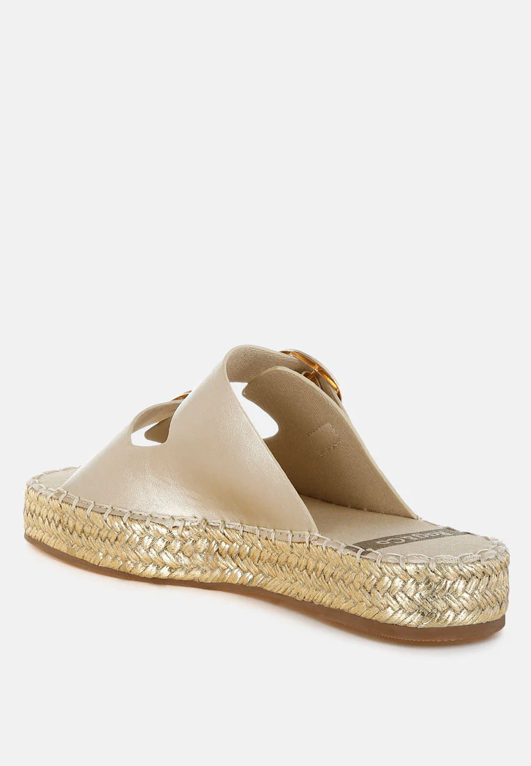 Miova Metallic Buckle Detail Espadrille Flatforms - Image 3