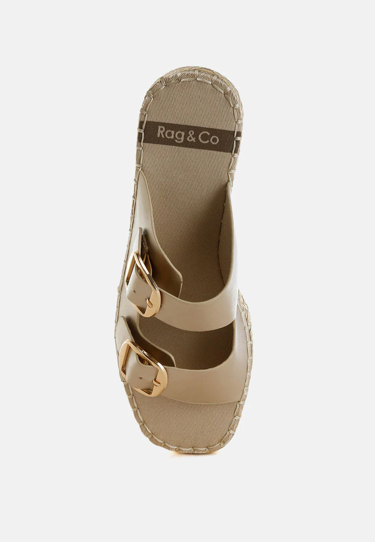 Miova Metallic Buckle Detail Espadrille Flatforms - Image 4