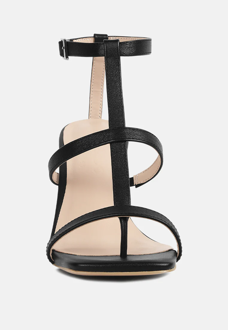 MIRABELLA Open Square Toe Block Heel Sandals in Black - Image 3