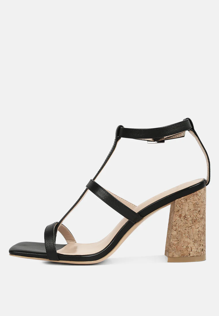 MIRABELLA Open Square Toe Block Heel Sandals in Black - Image 4
