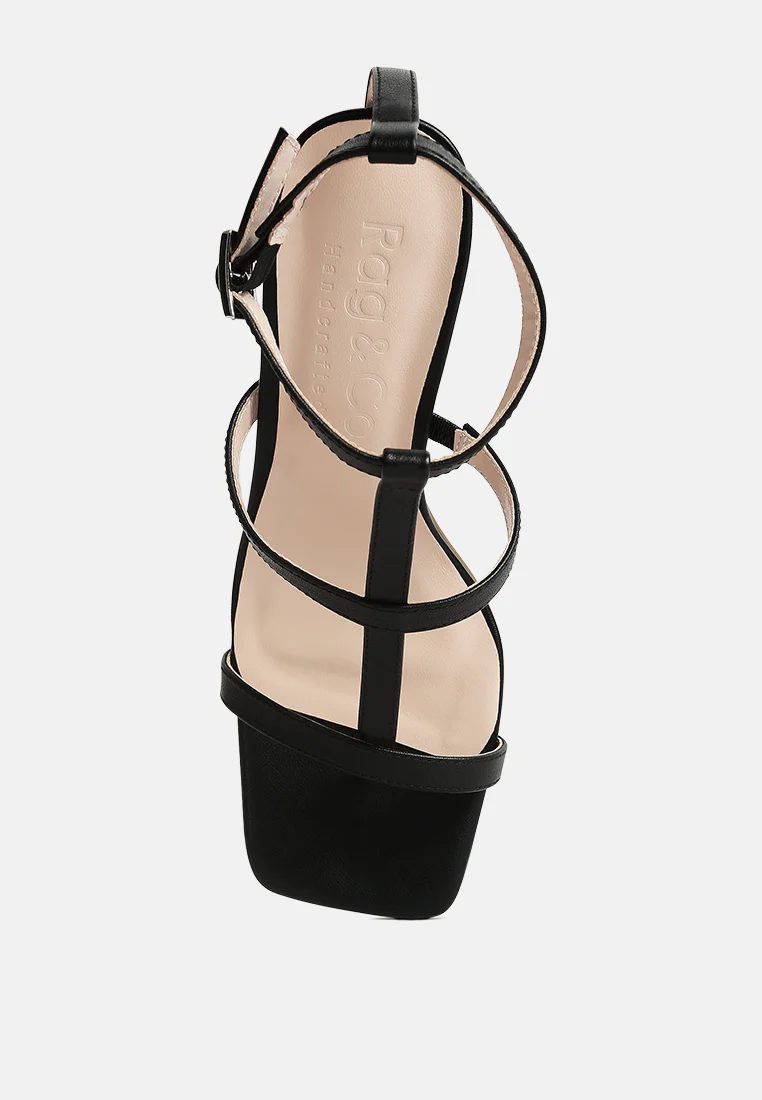 MIRABELLA Open Square Toe Block Heel Sandals in Black - Image 6