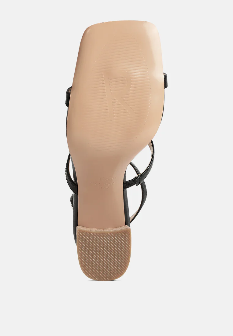 MIRABELLA Open Square Toe Block Heel Sandals in Black - Image 7
