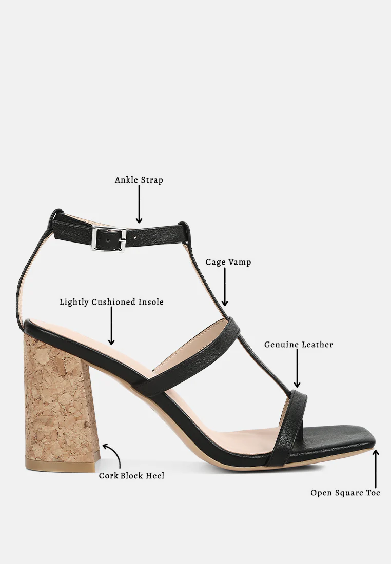 MIRABELLA Open Square Toe Block Heel Sandals in Black - Image 8