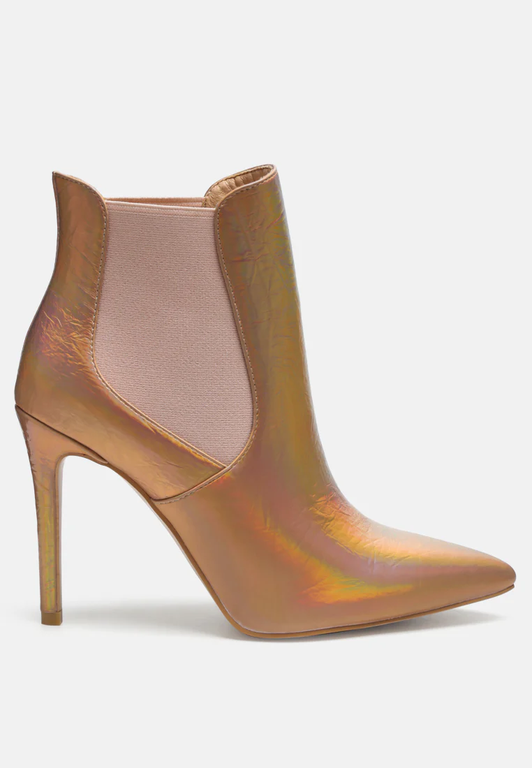 MOLINA High Heeled Chelsea Boot In Gold - Image 2