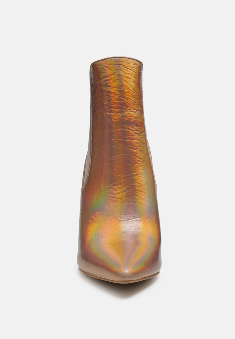 MOLINA High Heeled Chelsea Boot In Gold - Image 3