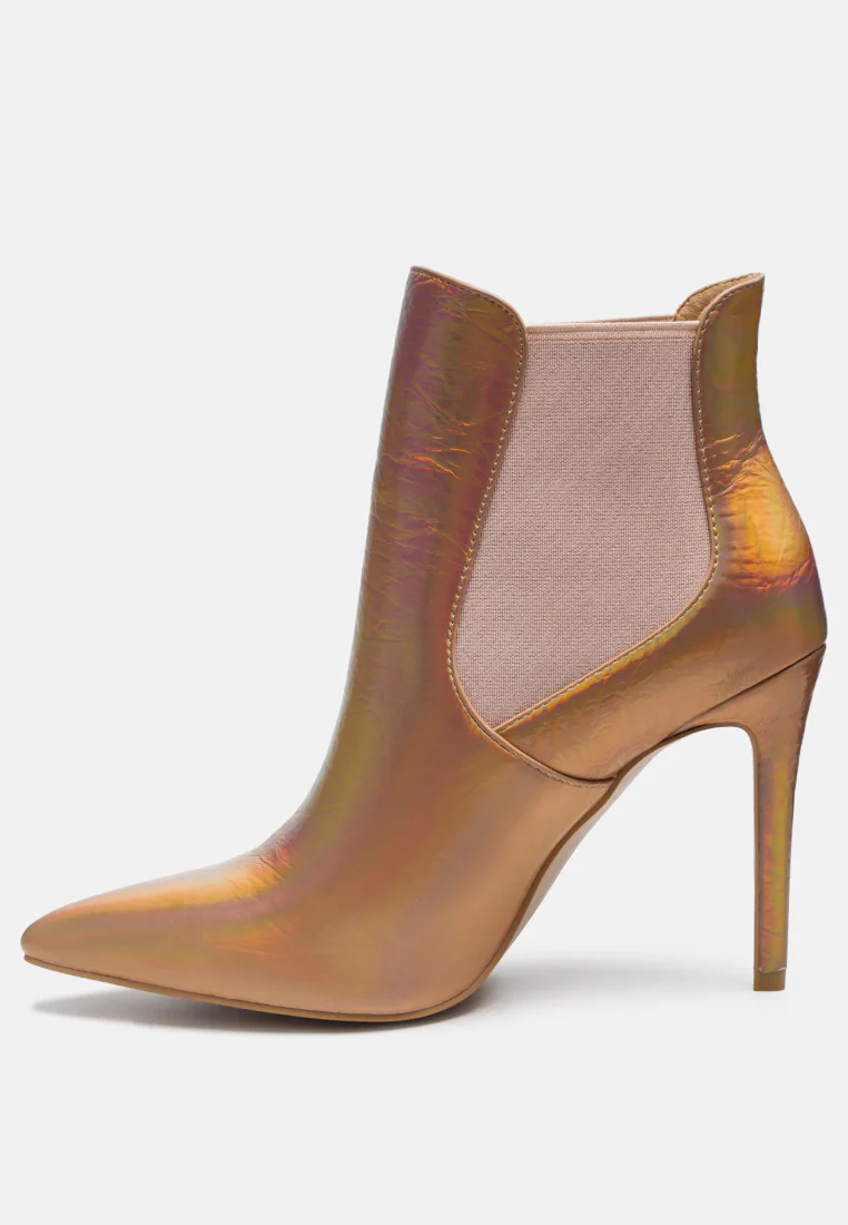 MOLINA High Heeled Chelsea Boot In Gold - Image 4