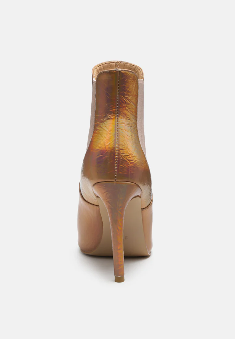 MOLINA High Heeled Chelsea Boot In Gold - Image 5