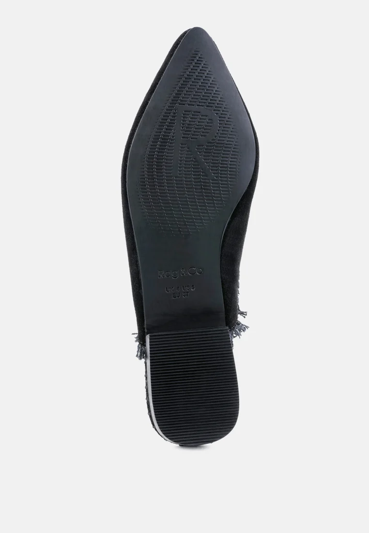 MOLLY Black Frayed Leather Mules - Image 7