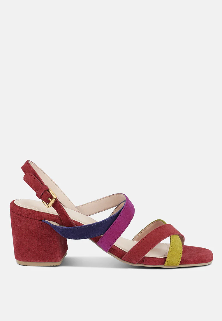 MON-LAPIN Red High Block Heel Leather Sandal - Image 2