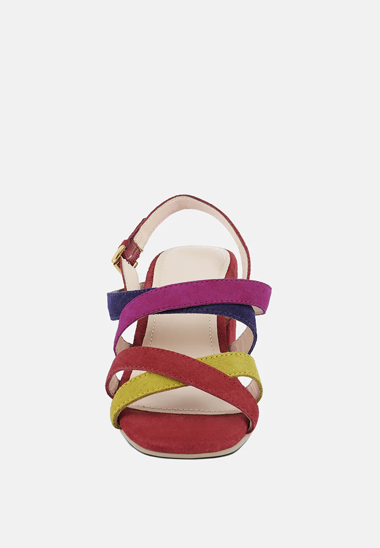 MON-LAPIN Red High Block Heel Leather Sandal - Image 3